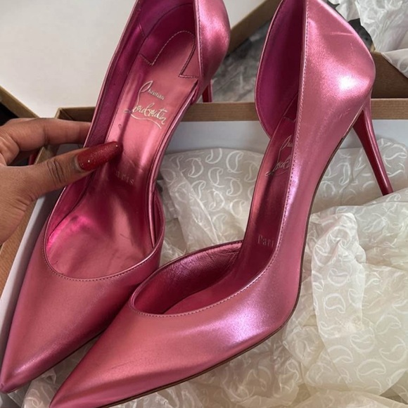 Christian Louboutin Shoes - Christian Louboutin Metallic Pink Pointed-Toe Stiletto